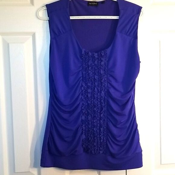 Tempted Blue Ruffle-front shirt - Picture 1 of 4